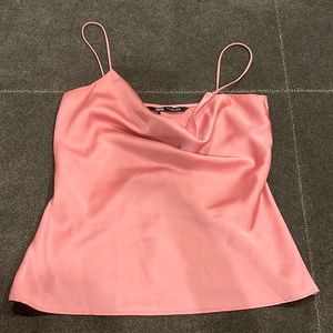 Pink satin silk camisole